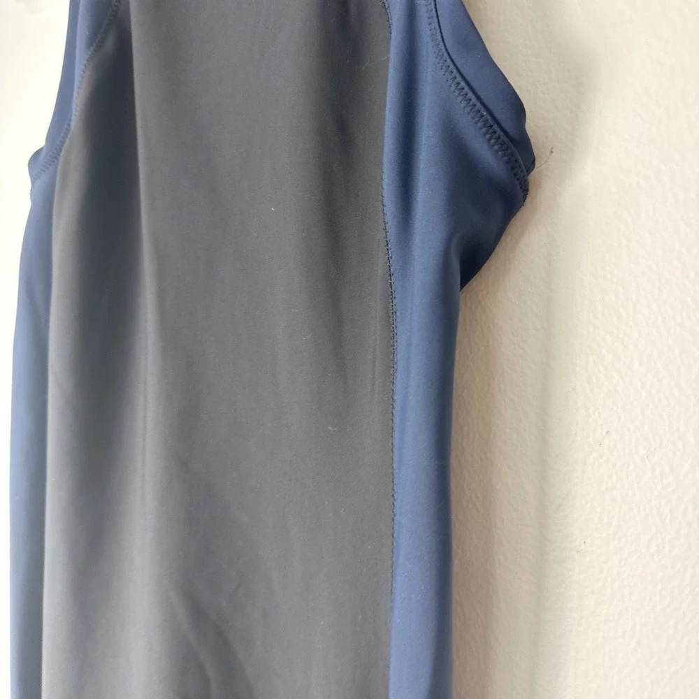 Athleta Stellar En Route Sleeveless Black Blue Colorblock Dress Size S Bodycon